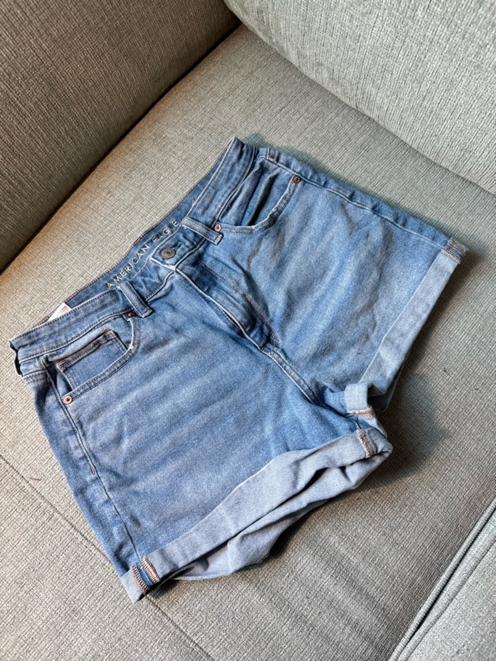 American Eagle Outfitters Light Blue Denim Rollover Hem Shorts